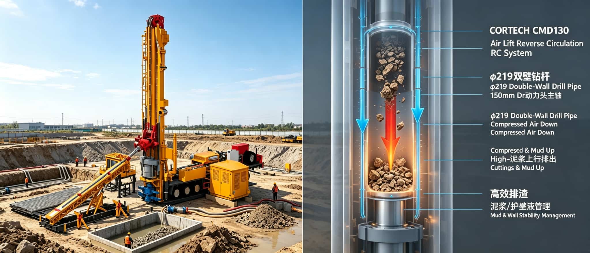 Overcoming Slurry & Flushing Challenges in Large Diameter Drilling: The CORTECH® CMD130 Solution